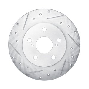Pontiac Vibe Brake Rotor (1) - Rear Left - R1 Concepts - Drilled & Slotted - Silver - `08-`18
